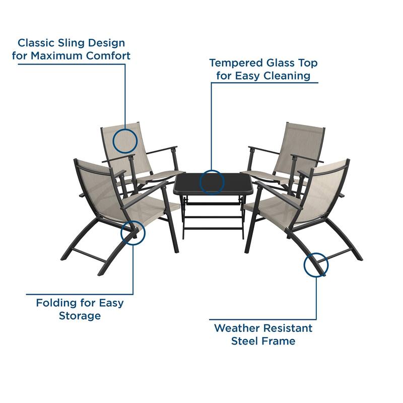 COSCO 5-Piece Outdoor Folding Sling Chat Set