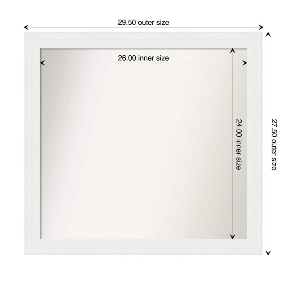 Vanity White Narrow Framed Non-Beveled Custom Wall Mirror, Bathroom Vanity Mirror