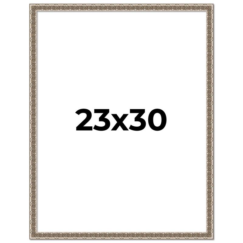 23x30 Frame Silver Versailles Ornate Solid Wood Picture Frame | 1 Inch