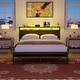 preview thumbnail 61 of 94, Farmhouse Wood Platform Bed Frame with Charged Station and LED Lights