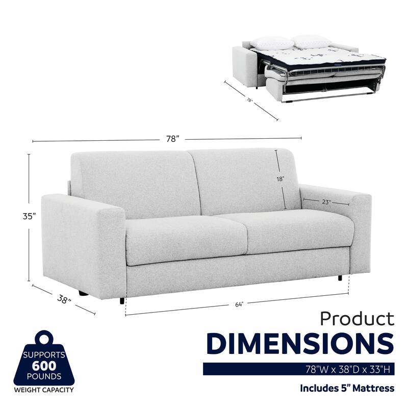 Stearns & Foster® Giotto 78 in. Full Sleeper Sofa with Memory Foam Mattress