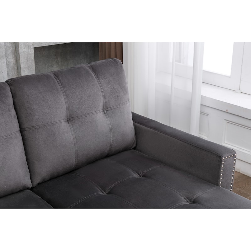 77"Reversible Sectional Storage Sleeper Sofa Bed,L-Shape 2 Seat Sectional Chaise With Storage,for Living Room