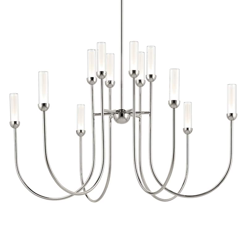 Moraine 40 Inch LED 12 Light 2-Tier Chandelier in Polished Nickel
