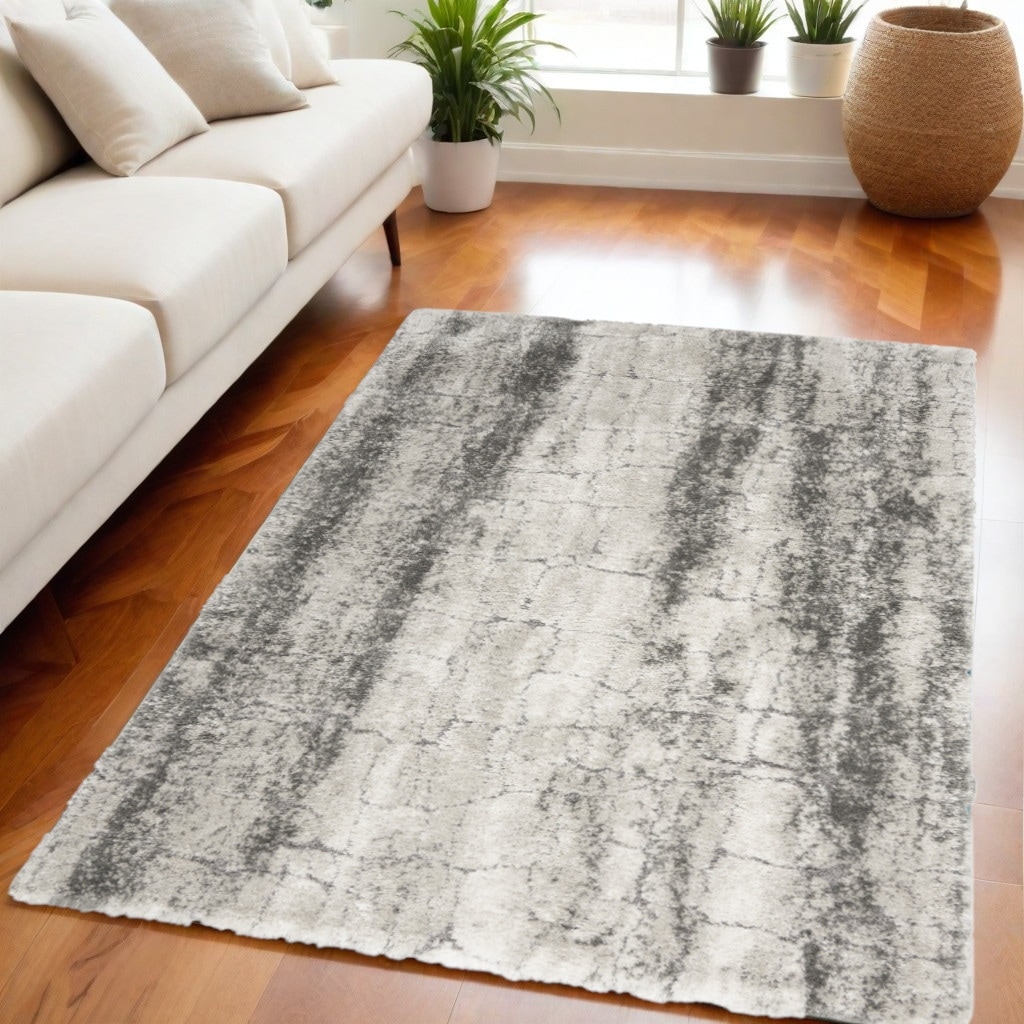 Javug Power Loomed Abstract Modern Stain Resistant Soft Area Rug By HomeRoots - 87' X '63' X '1.58