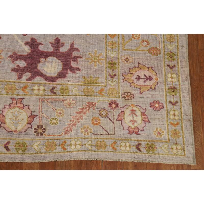Floral Oushak Turkish Area Rug Hand-Knotted Bedroom Wool Carpet - 8'3" x 9'6"