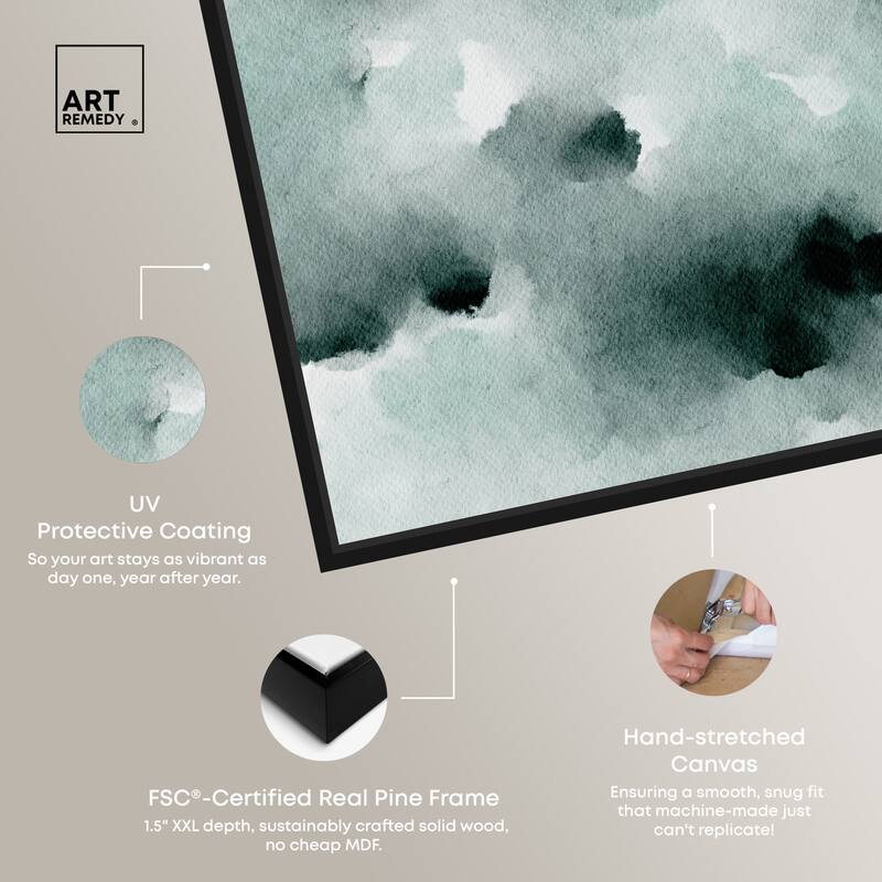 Art Remedy Diluted Smoke In The Snow Framed Watercolor Boho Abstracts