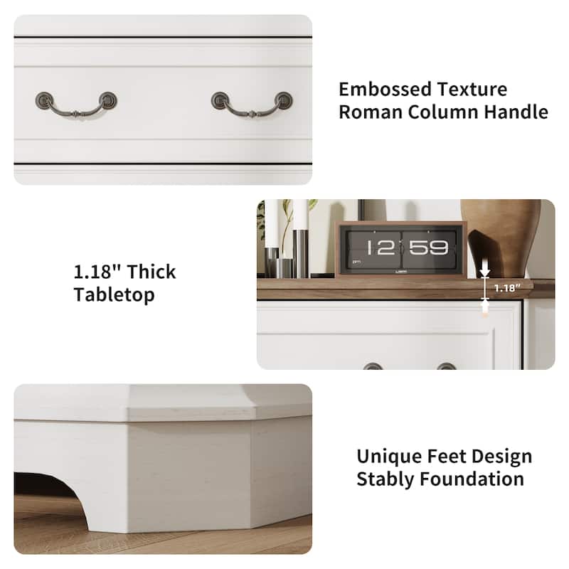 Vintage 5 Drawers Dresser, Bedroom Storage Cabinet, Dressers Organizer