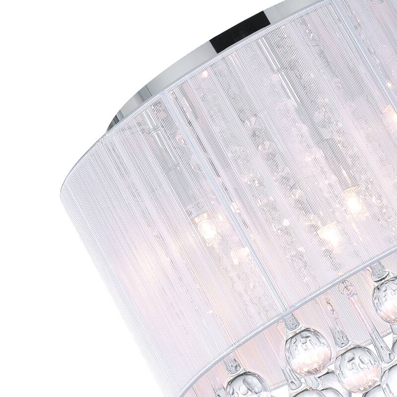 Water Drop 6 Light Drum Shade Flush Mount With Chrome Finish