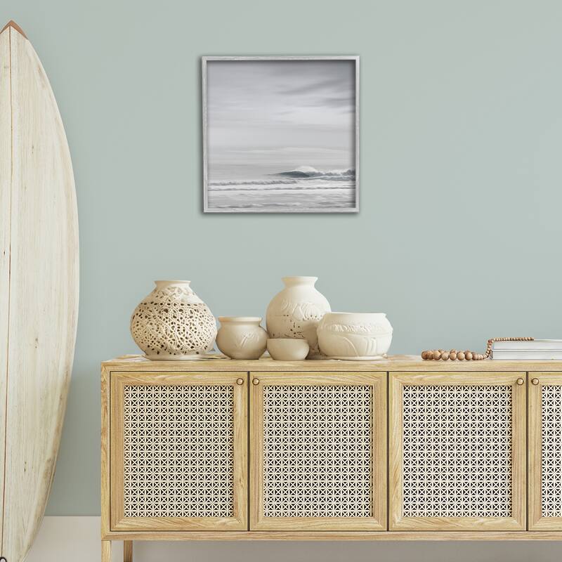 Stupell Misty Grey Beach Ripples Framed Giclee Art Design By Maggie Olsen