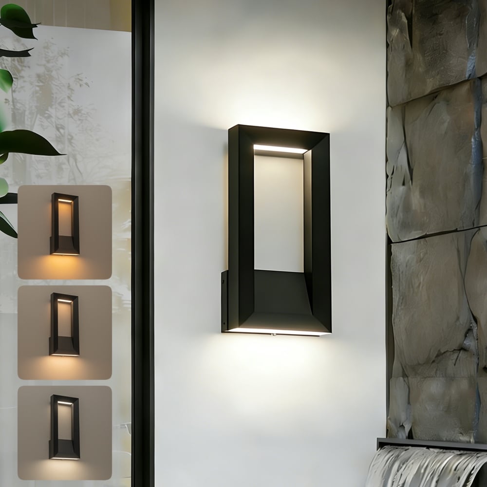 Black Modern 3CCT Dimmable Led Wall Sconce - Large