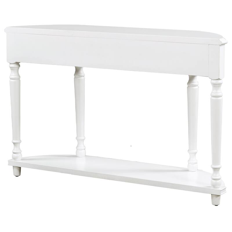 Merax Retro Circular Curved Console Table with Two Top Drawers