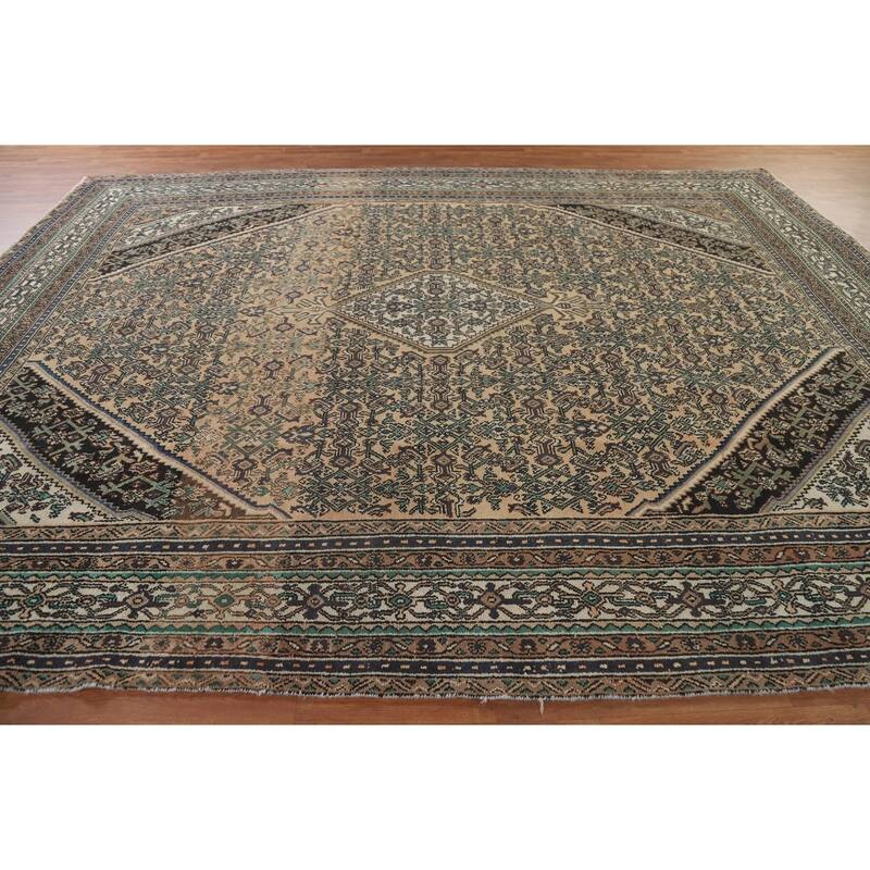 Hand Knotted Oriental 100% Wool Carpet Traditional Medallion Peach Hamedan Area Rug - 12' 11'' X 10' 0''