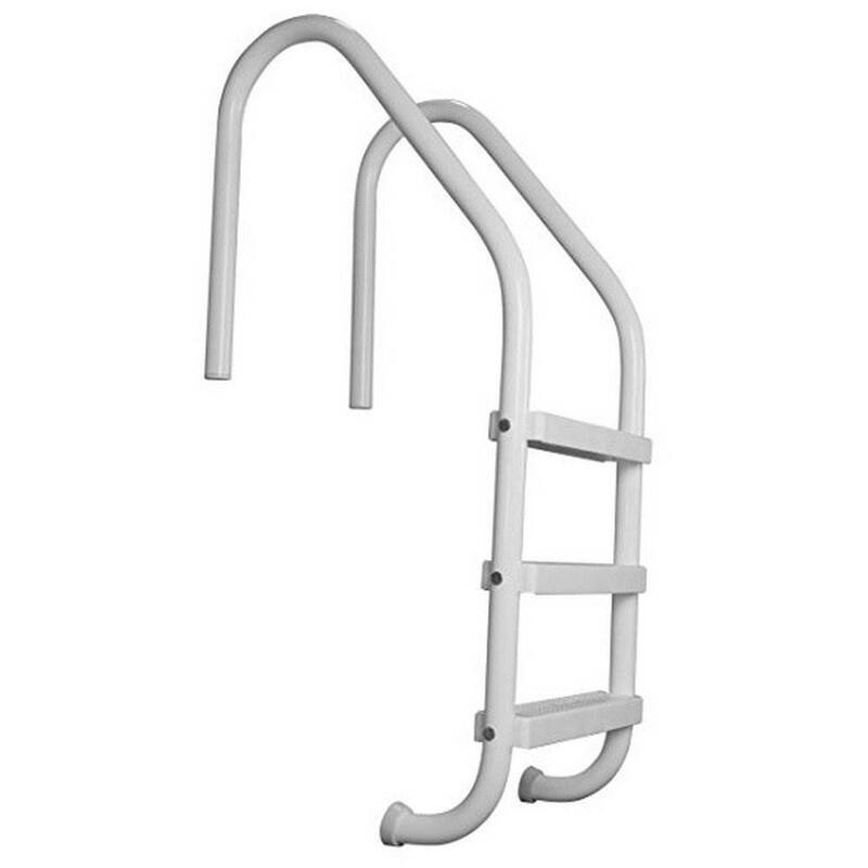 Saftron 3 Step High Impact Polymer Finish Inground Pool Ladder, White (2 Pack) - 37