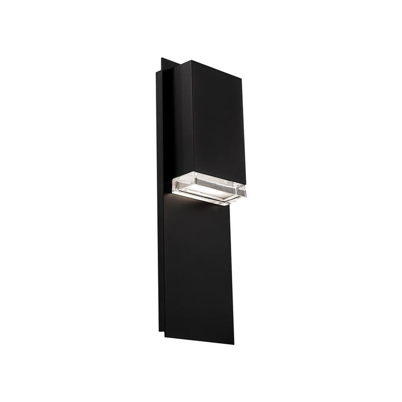 Draped 12in LED Outdoor Wall Light Selectable CCT 2700-3000-3500-4000K set to 2700K in Black - Black-3000K - 18-inch