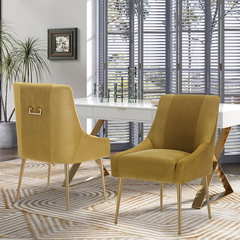Clihome Velvet Upholstered Dining Chairs (Set of 2)