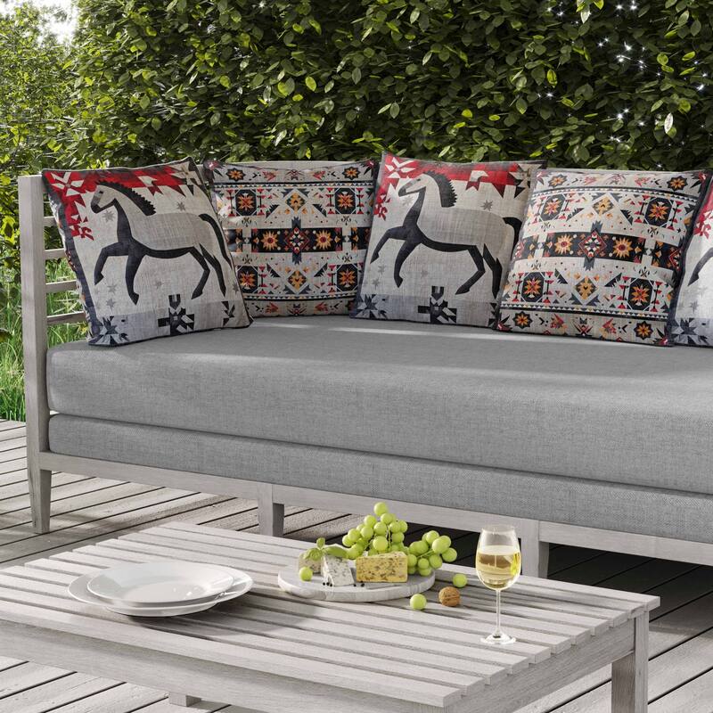 Starry Night Rider Indoor/Outdoor Reversible Throw Pillow Gray and Red