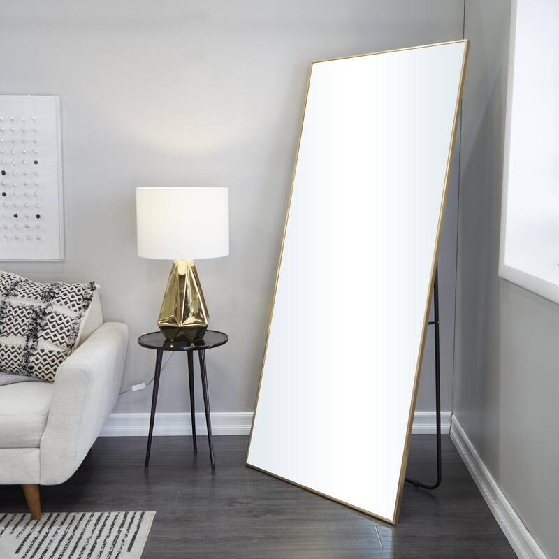Metal Floor Mirror with Stand - Silver or Gold - CosmoLiving by Cosmopolitan