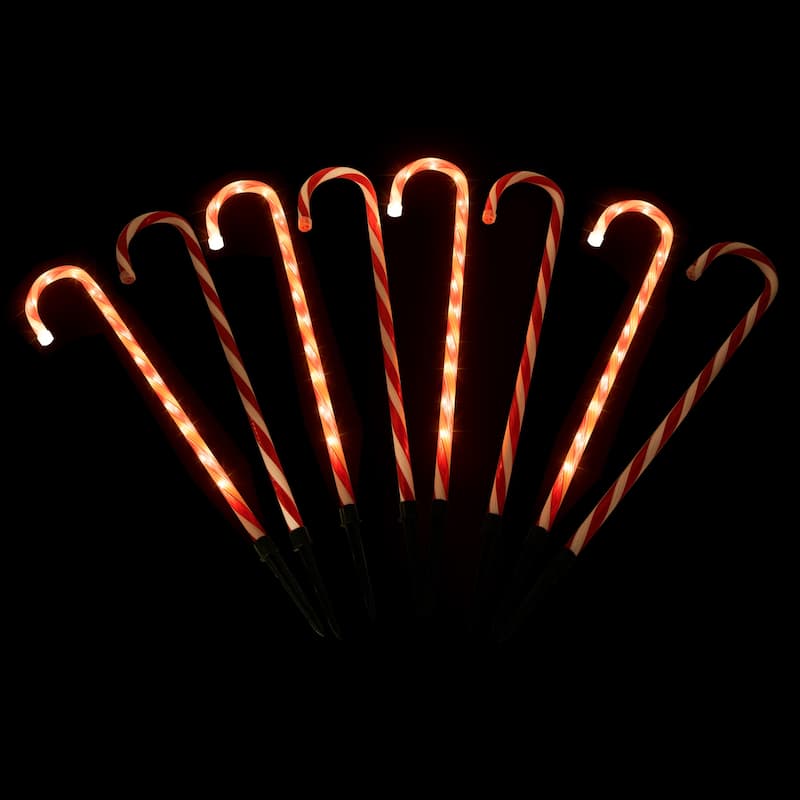 8ct Textured Candy Cane Christmas Pathway Marker Lawn Stakes - 72"