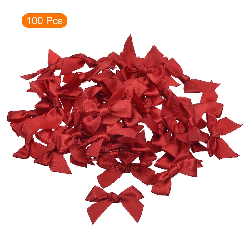 100Pcs Mini Ribbon Bow Mini Fabric Satin Ribbon Flower Bows