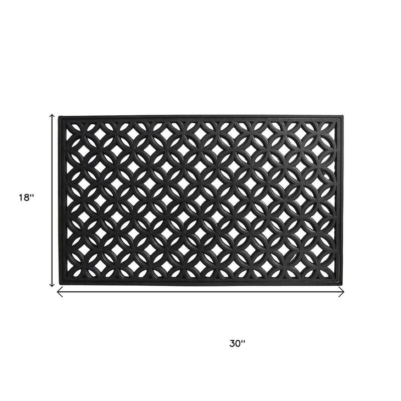 HomeRoots 18" X 30" Black Geometric Outdoor Rubber And Rubber Door Mat - 18' X '30