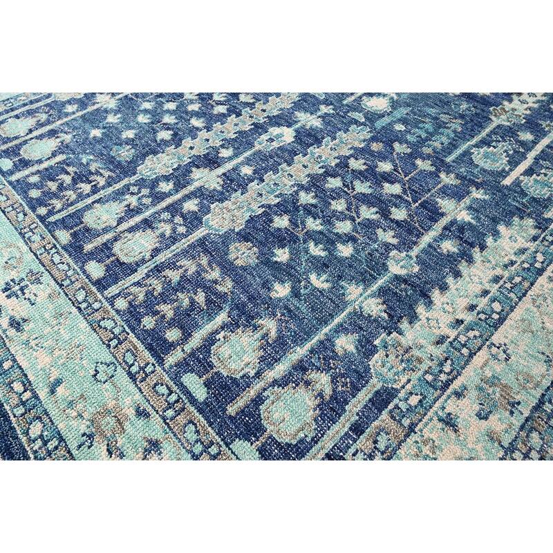 Hand Knotted Turkish Oushak Blue Arts & Crafts Wool Oriental Area Rug