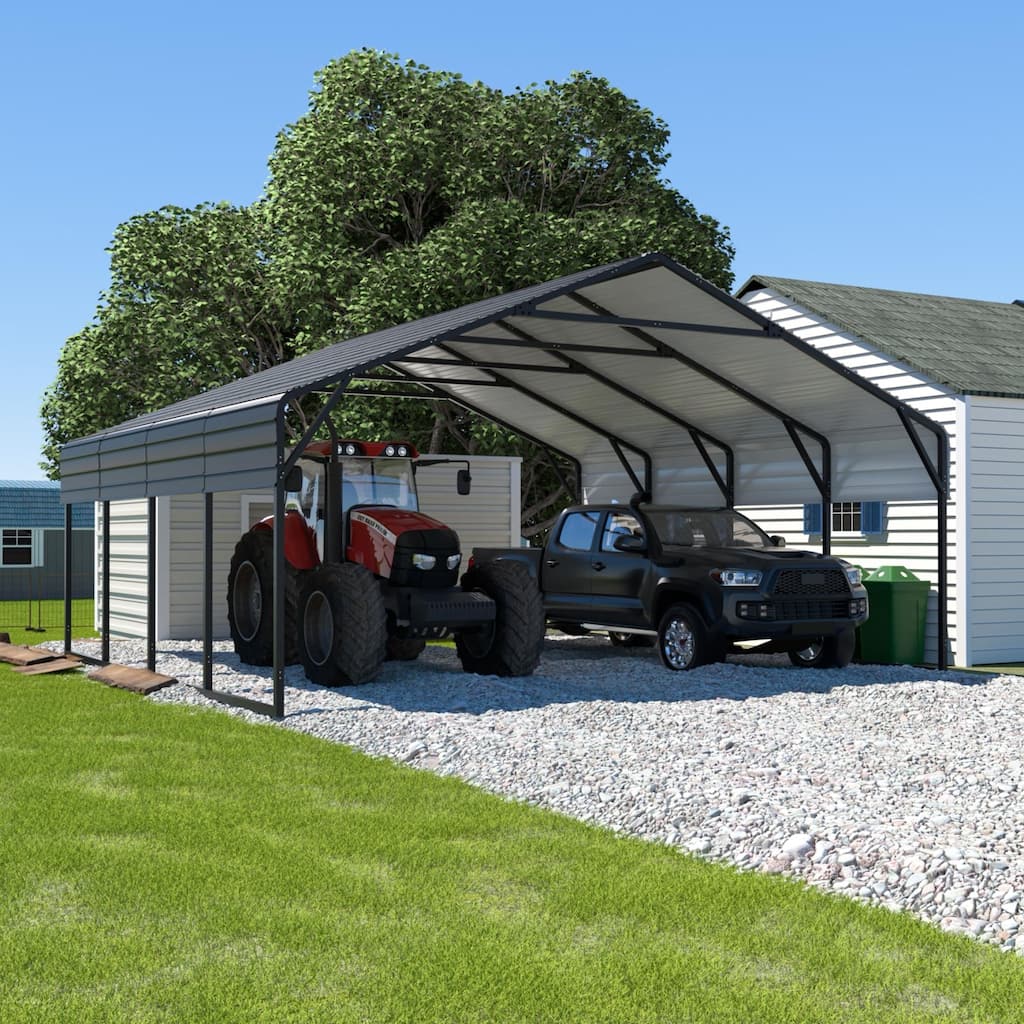 VEIKOUS 20x20 FT Heavy Duty Metal Carport, Weatherproof & Rust-Resistant Garage Carport - 20×20FT