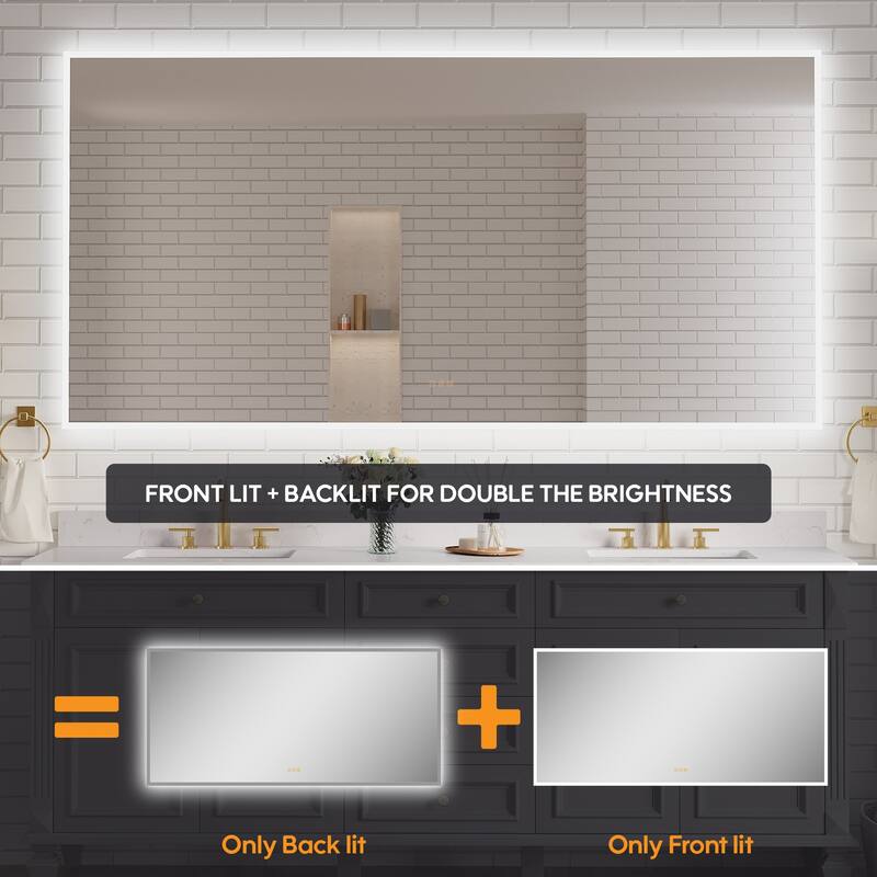 Modern Wall Mounted LED Bathroom Frontlit/Backlit Mirror With PMMA Diffuser
