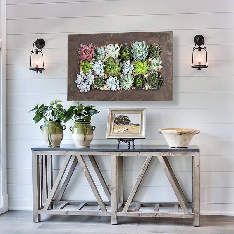 Modern Home Living Wall Galvanized Steel/Zinc Succulent Planter, Wall Mounted Garden Pocket Planter (Horizontal 18 Pocket
