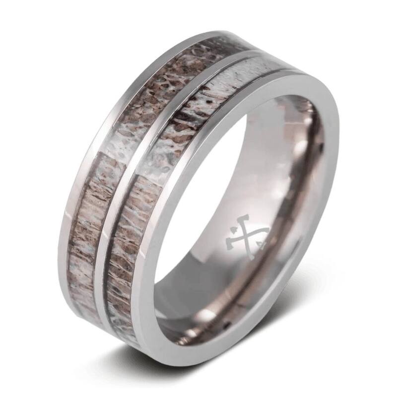 Manly Bands THE OUTFITTER Titanium with Inlay 8mm Polished Band