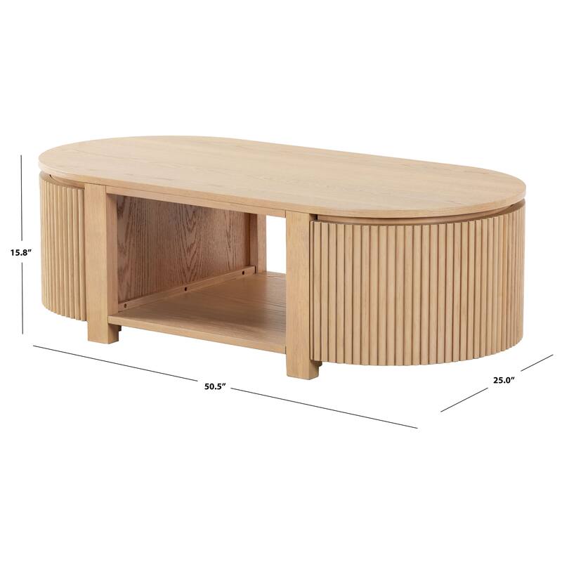 SAFAVIEH Couture Shelbie Reeded Oval Coffee Table, Fully Assembled - 51"W x 25"D x 16"H