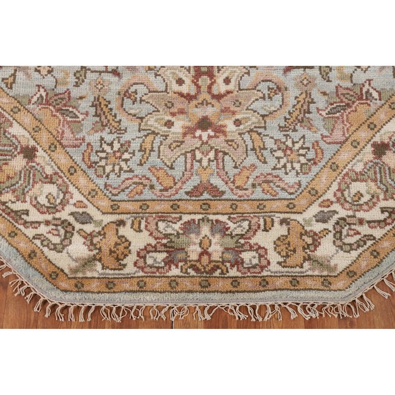 Heriz-Serapi Oriental Octagon Area Rug Handmade Wool Carpet - 6'0" x 5'11"