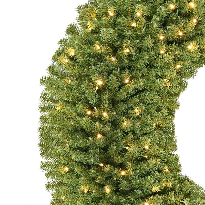Pre-Lit Spruce Artificial Christmas Wreath - 60" - Warm White LED Lights