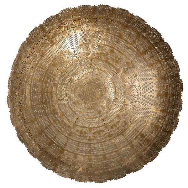 35" Brown Antique Brass Metal Ophelia Lace Wall Art - N/A