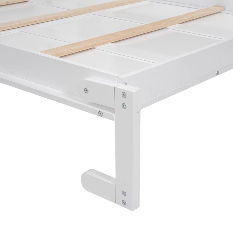GDFStudio - Carter Full Size Murphy Wall Bed with Shelves, LED Light, and Fold-Away Design