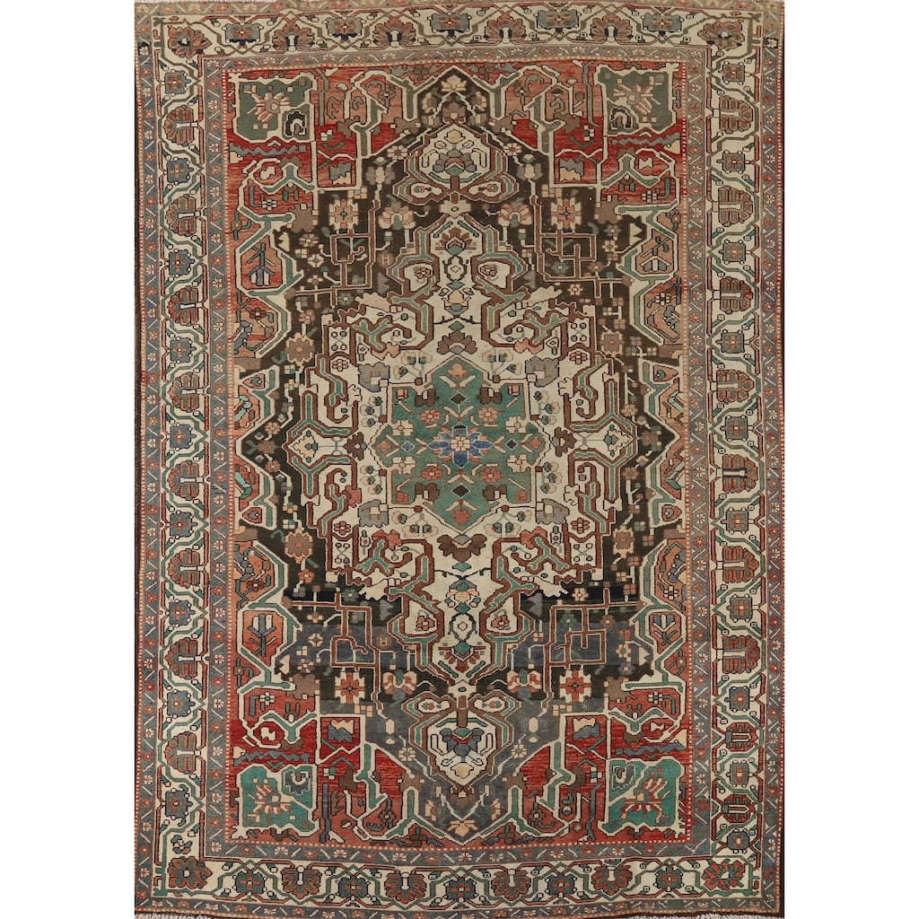 Bakhtiari Vintage Persian Area Rug Hand-Knotted Wool Carpet - 7'1" x 9'9"