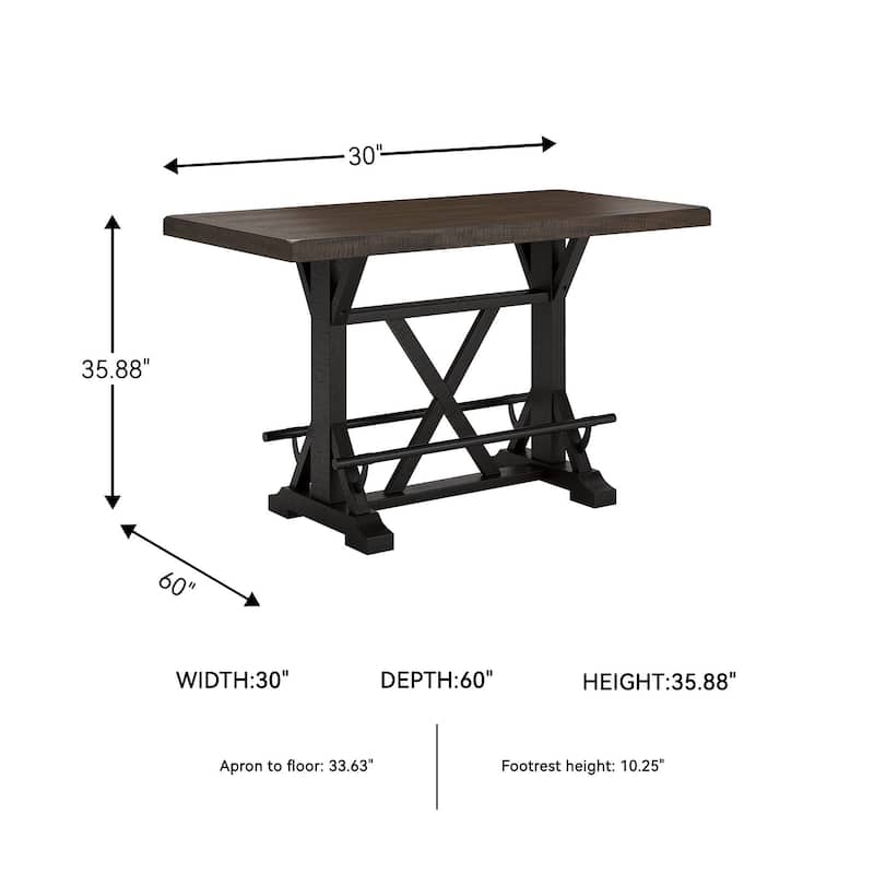 Signature Design by Ashley Valebeck Black/Brown Rectangular Dining Counter Table - 30"W x 60"D x 36"H