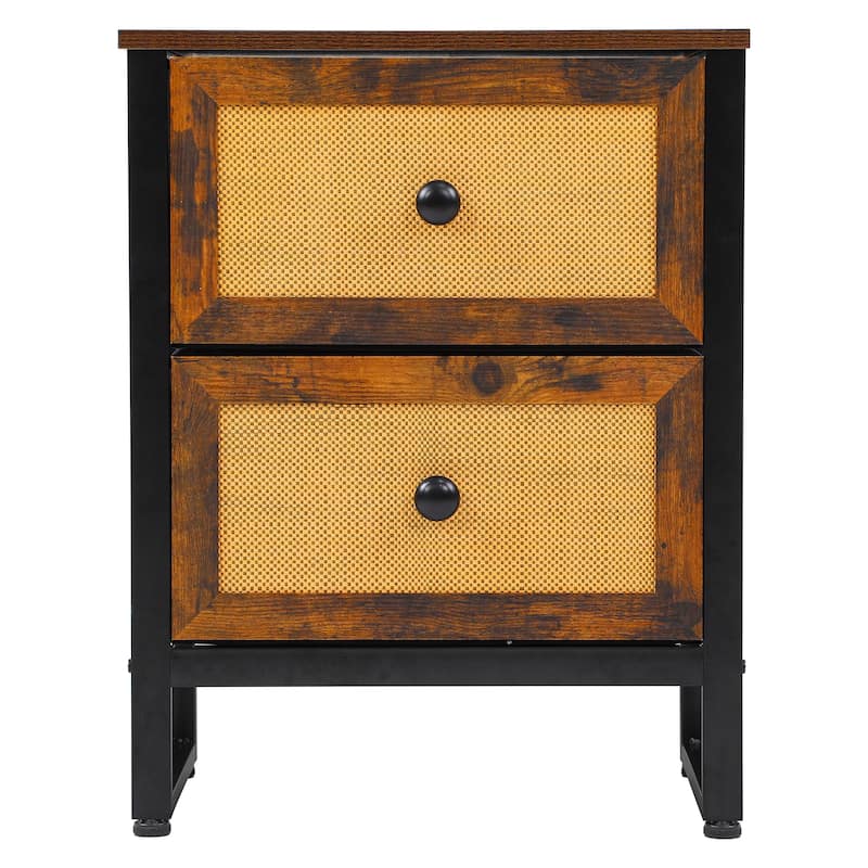 Moasis Rattan Dresser Closet Storage Tower Organizer Unit for Bedroom - 2-drawer