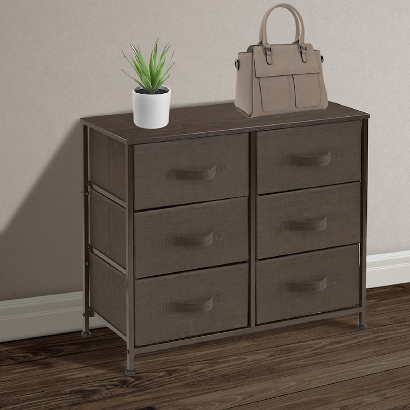 Extra Wide Dresser Organizer With 6 Drawers - Brown