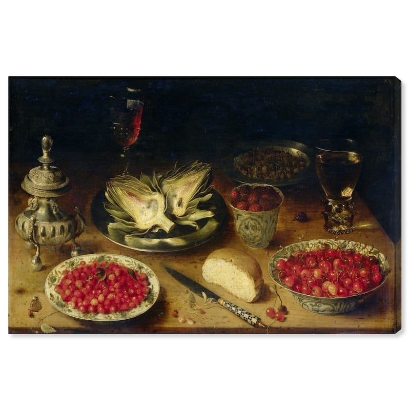 Wynwood Studio 'Arranged Dinner Table' Classic and Figurative Wall Art Canvas Print Classic - Red, Brown