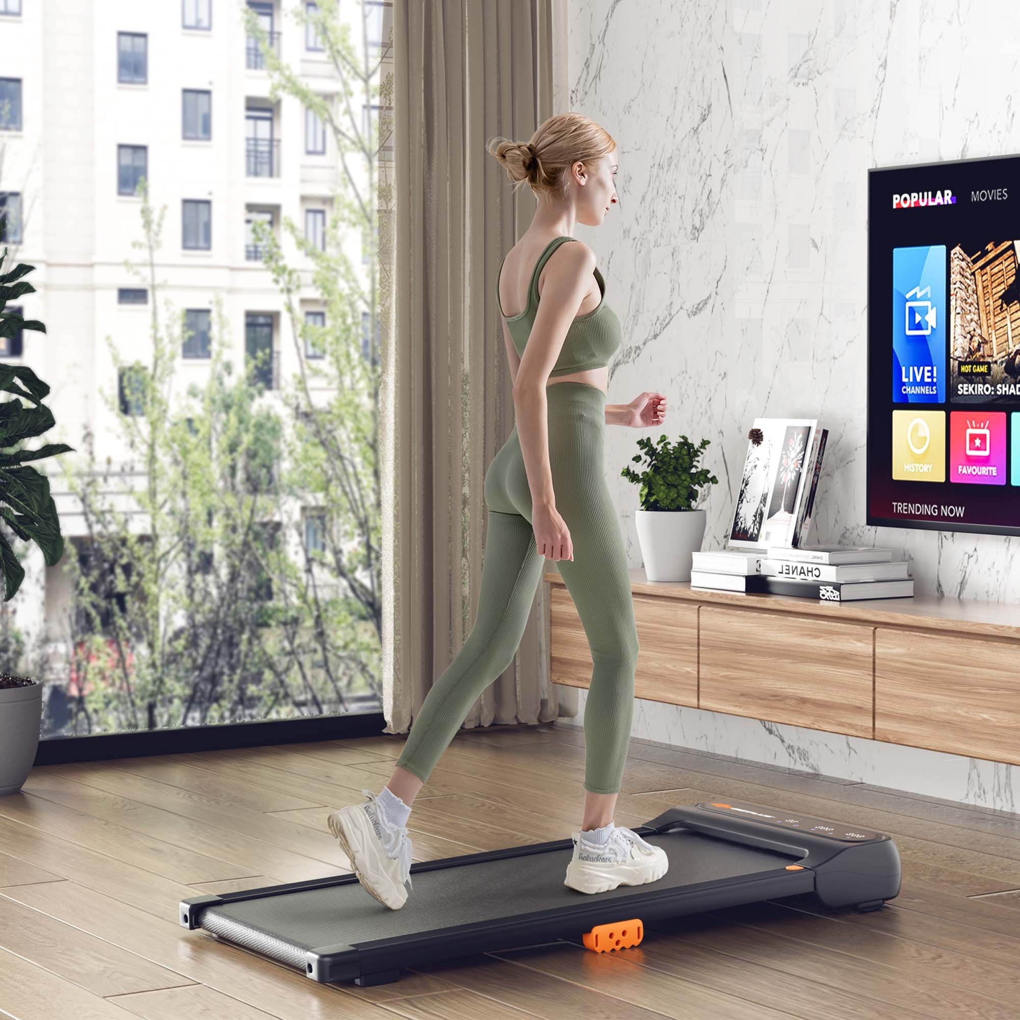 Walking Pad Under Desk Treadmill with Watch Remote LED Touch