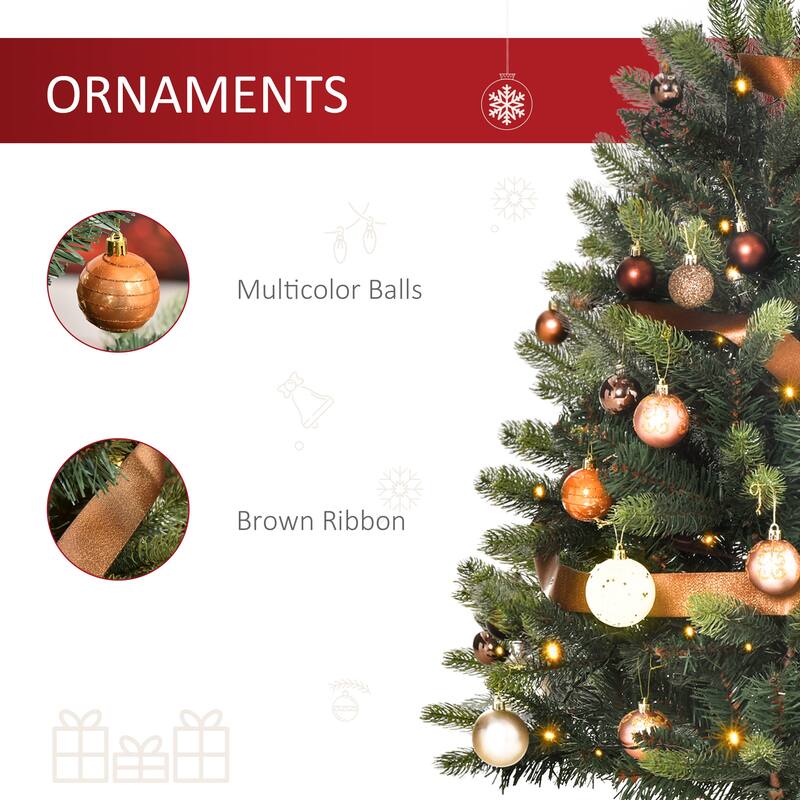 HOMCOM Pre-Lit Full Fir Small Christmas Tree with Stand, Mini Christmas Tree with Lights