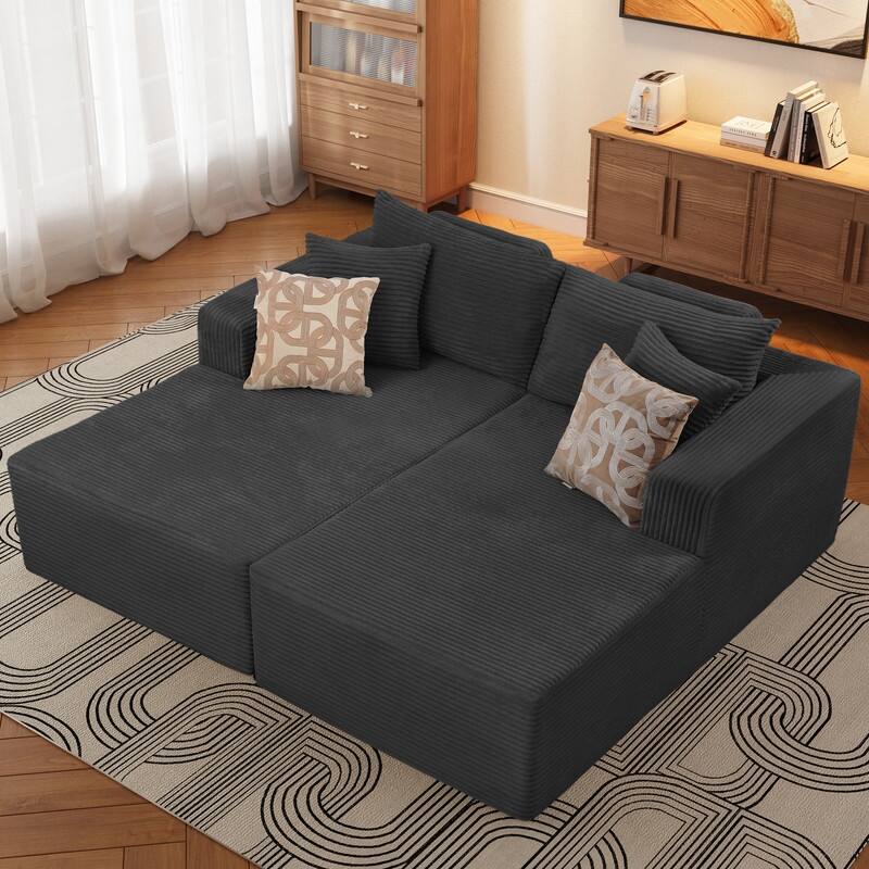 WINSOON 74''x69'' Plush Modular Sectional Sofa with Pillows - Grey