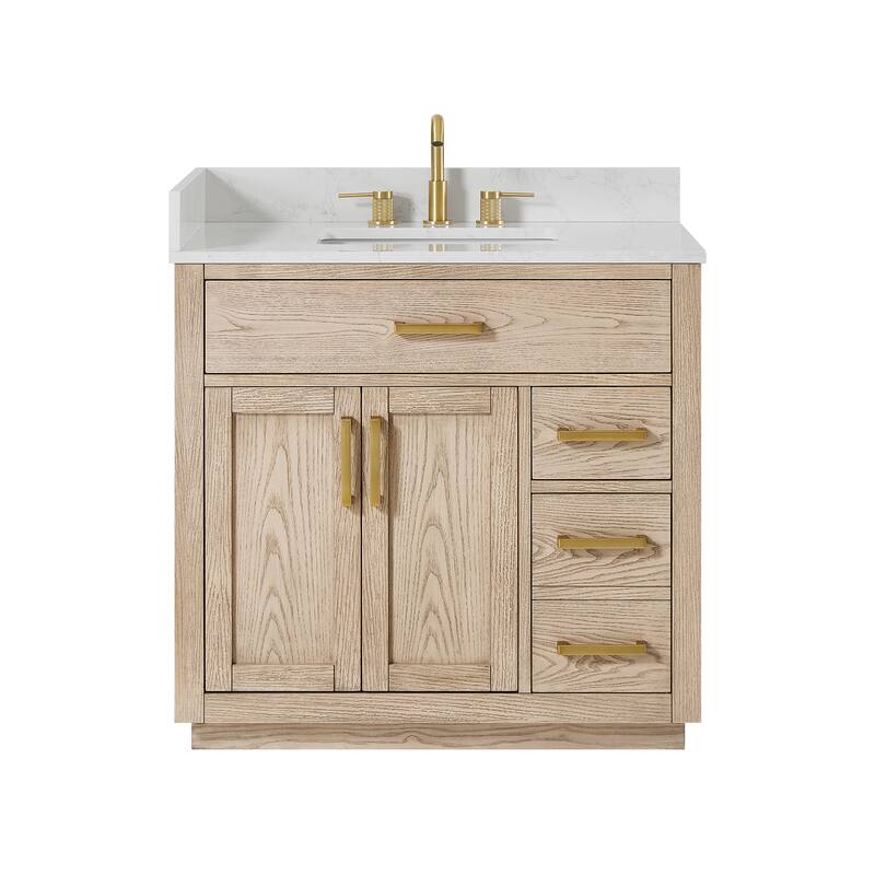 Altair Gavino Bath Vanity with Grain White Composite Stone Top, no Mirror