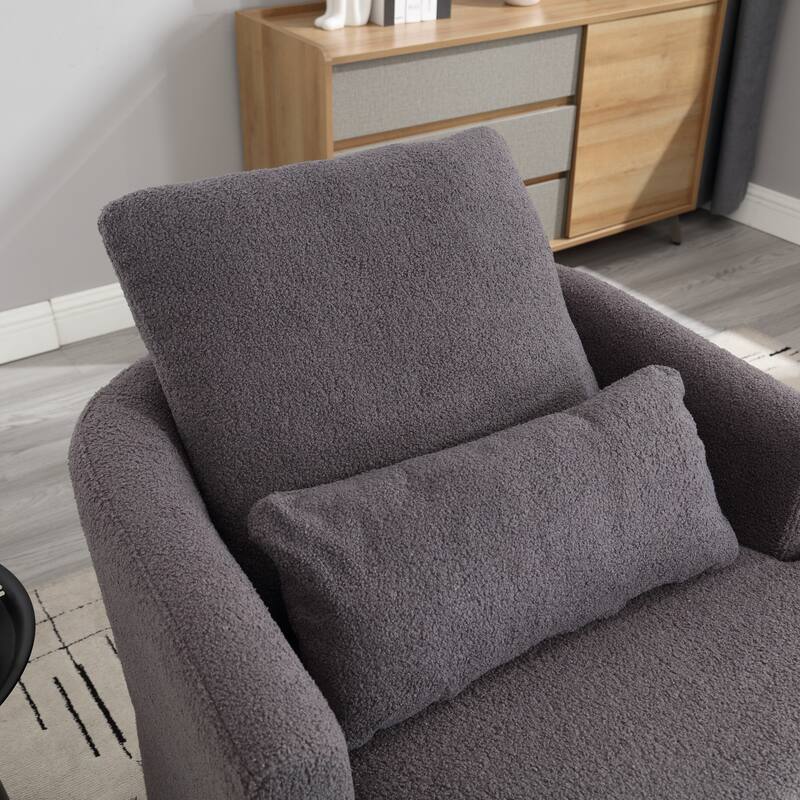 32.68" Swivel Barrel Chair with Metal Base