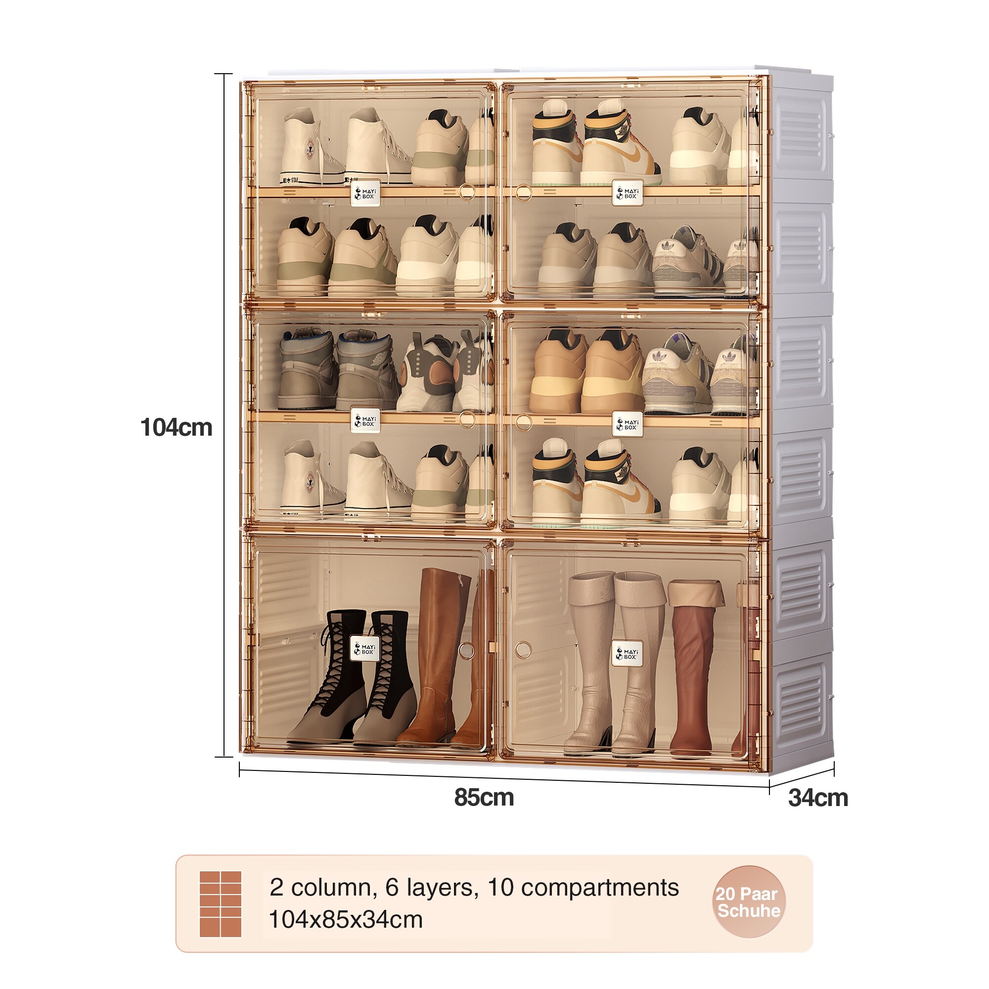 Shoe Cabinet Stackable Storage Organizer Cabinet with Doors and