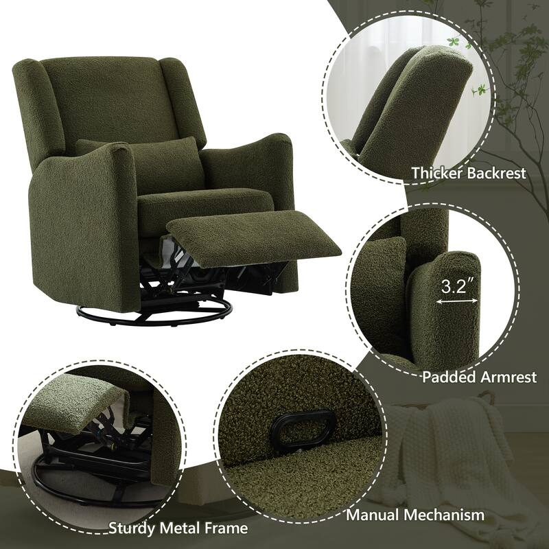 Merax Swivel Glider Recliner with Rocking Base