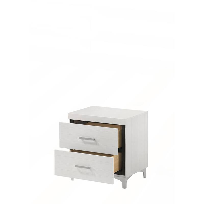 White Finish Nightstand with Dovetail Drawers and Metal Glides for Enhanced Durability and Storage