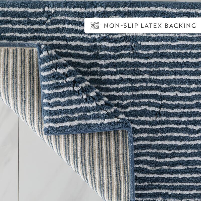 Becky Cameron 100% Cotton Pinstripe Patterned Bath Mat