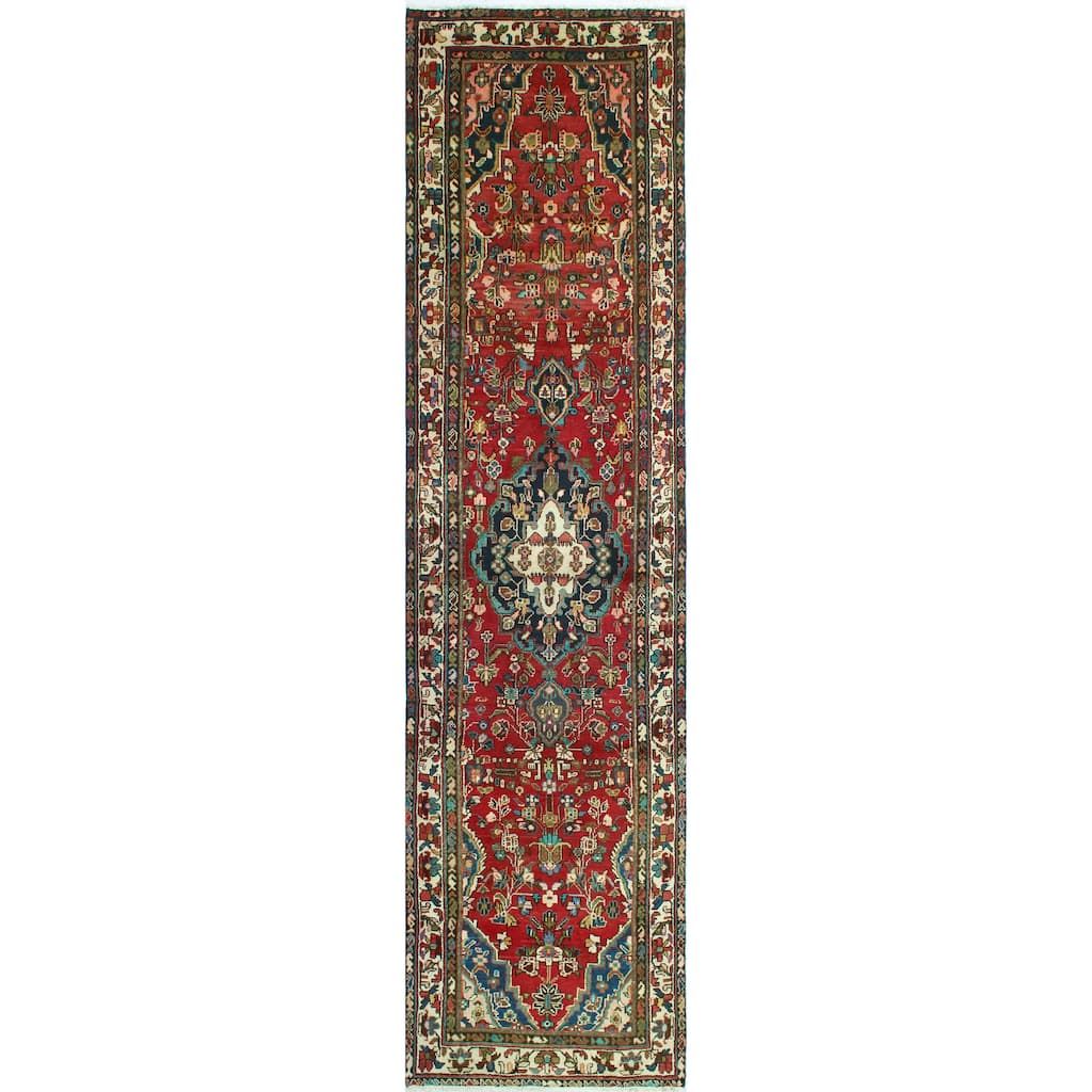 Noori Rug Fine Vintage Distressed Oaklyn Red/Ivory Runner - 3'3" x 12'4"