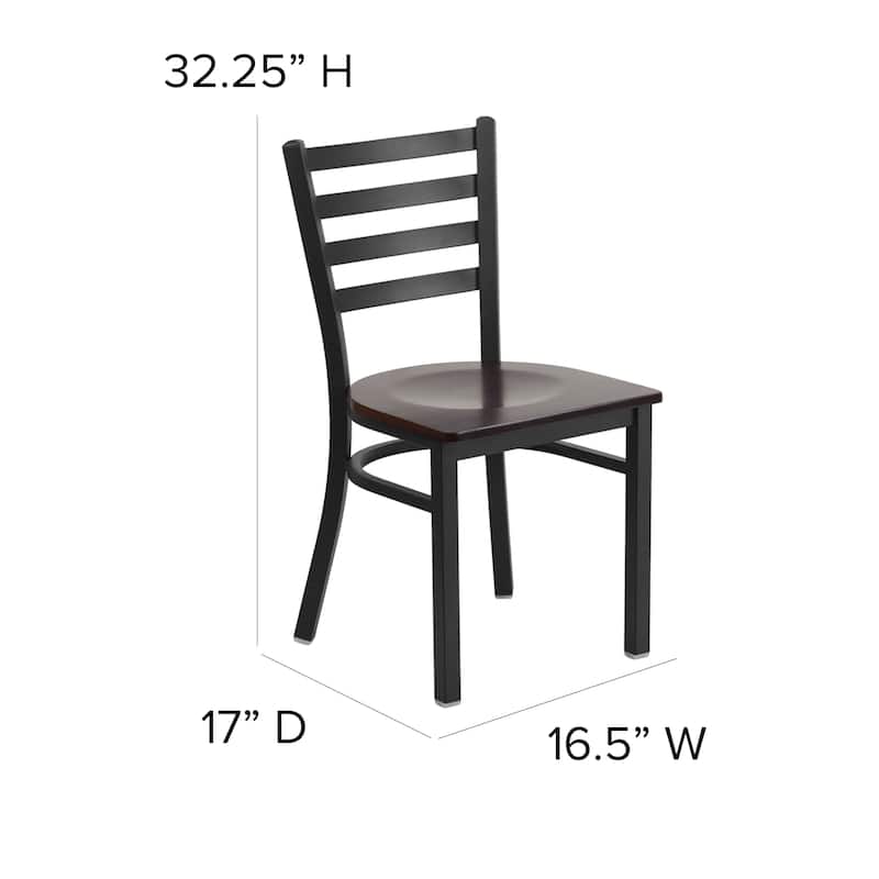 Ladder Back Metal Restaurant Chair - 16.5"W x 17"D x 32.25"H - 16.5"W x 17"D x 32.25"H